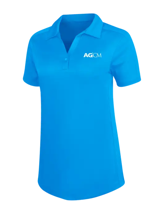 Womens Sapphire Blue Diamond Jacquard Polo w/AG|CM Logo