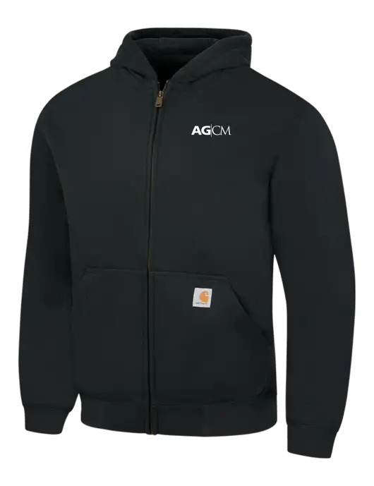 Carhartt Black Rain Defender Paxton Heavyweight Hooded Full Zip-Front Sweatshirt w/AG|CM Logo