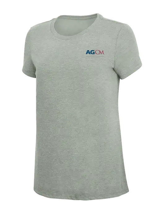 Womens Simply Soft Heathered Light Grey 4.5oz Poly/Combed Ring Spun Cotton T-Shirt w/AG|CM Logo