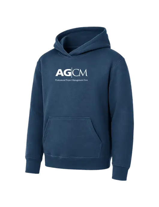 Youth Navy 7.8 oz Pullover Hooded Sweatshirt w/AG|CM Logo
