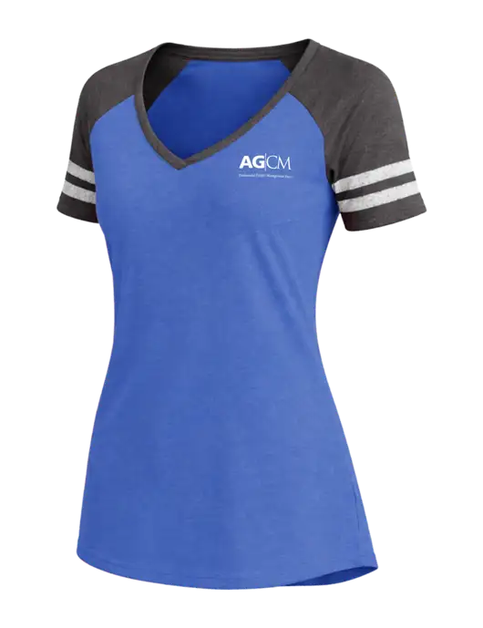 Womens Royal Heather/Charcoal Heather V-Neck Game Tee w/AG|CM Logo