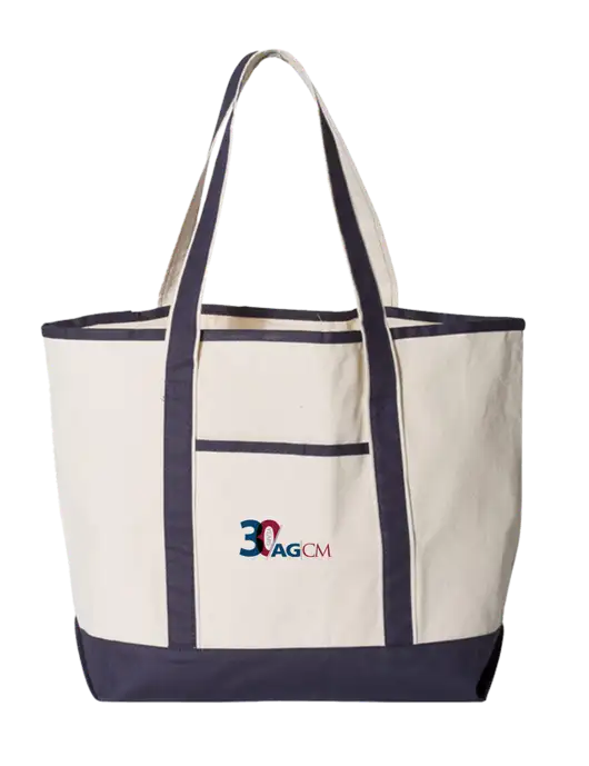 Natural/Navy Large Canvas Deluxe Tote w/AG|CM 30th Anniversary Logo